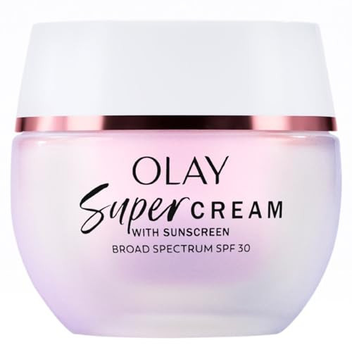 Olay Super Cream with Sunscreen SPF 30, Lightweight Face Moisturizer with Sun Protection, 5-in-1 Skin Care Benefits - Hydrating, Brightening, Firming - Niacinamide, Vitamin C, Collagen Peptide, 1.7 oz | Amazon (US)