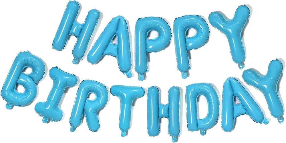 Light Blue Happy Birthday Balloons Banner,16 Inch Mylar Foil Letters Sign,Reusable Balloons for W... | Amazon (US)