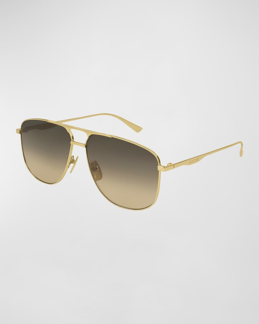 Gucci Metal Pilot Sunglasses, Gold | Neiman Marcus