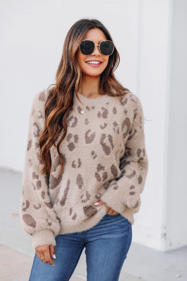 Flirtatious Smile Animal Print Brown Sweater DOORBUSTER | The Pink Lily Boutique