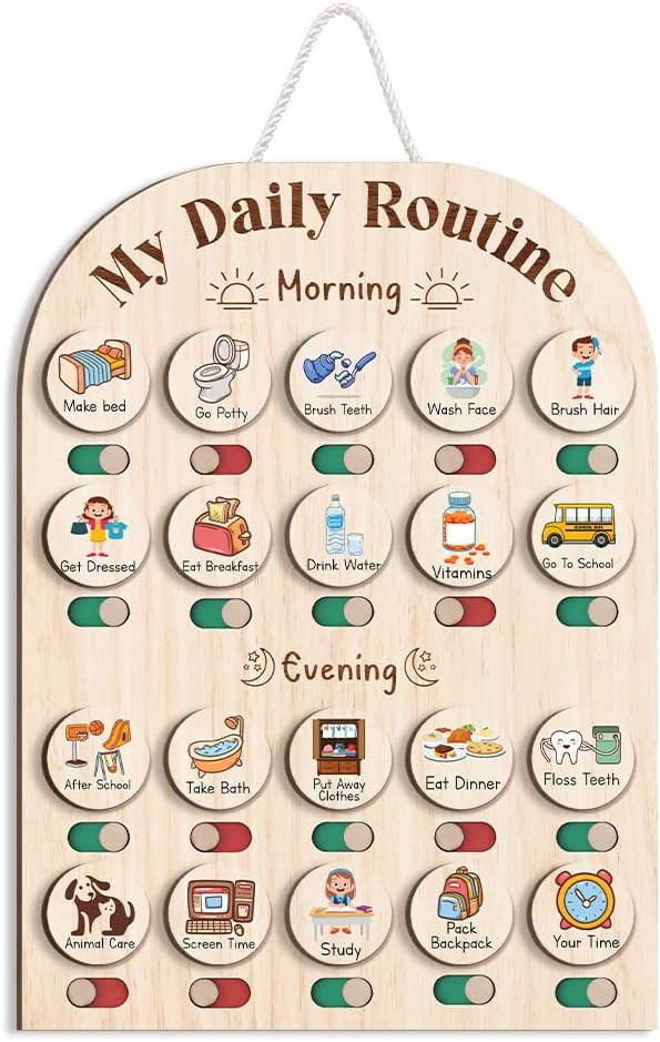 Wooden Daily Routine Chart 11x15", to Do Chart for Kids, Wooden Chore Chart for Kids, Routine Cha... | Amazon (US)