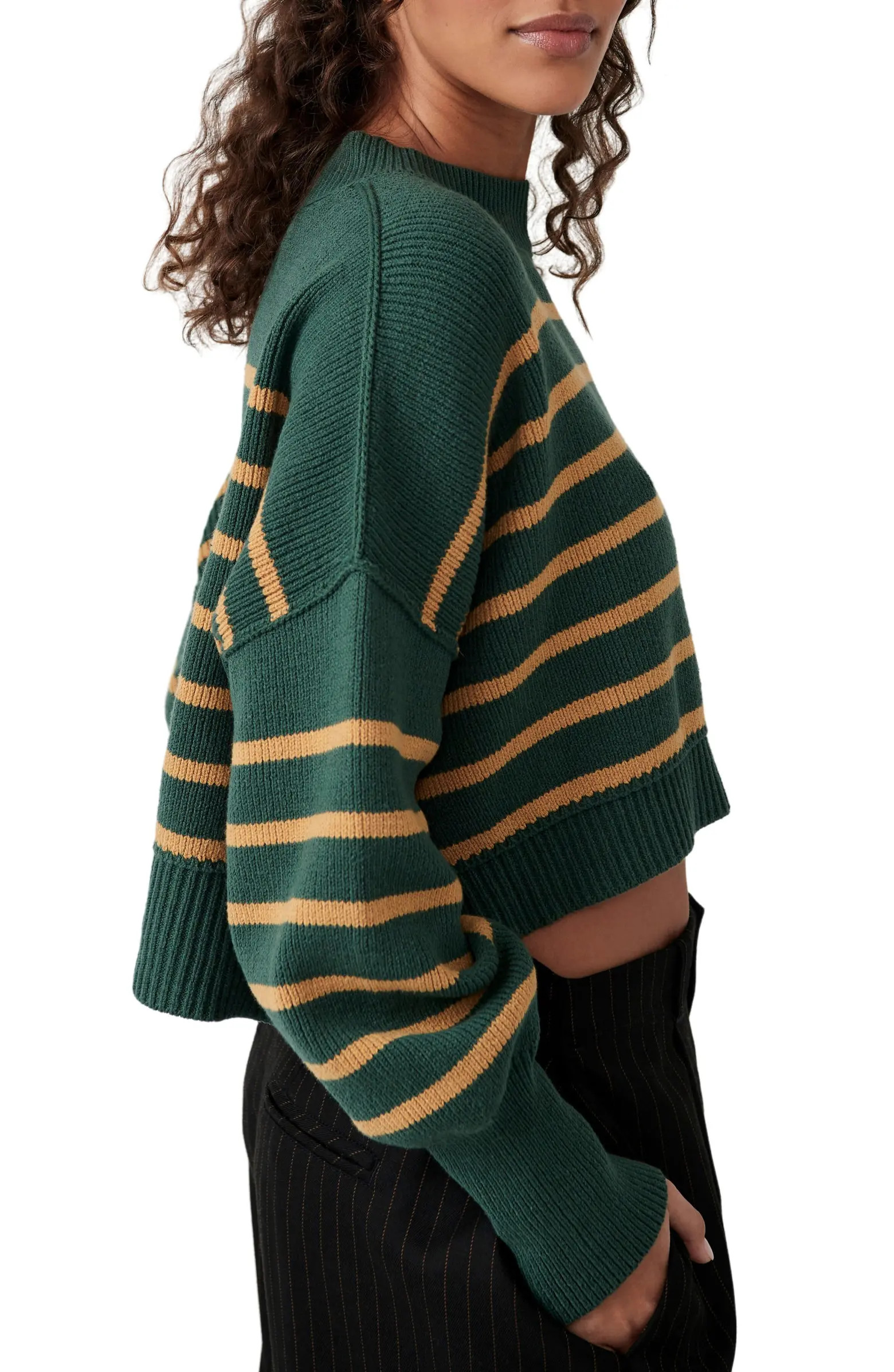 Easy Street Stripe Rib Crop Sweater | Nordstrom