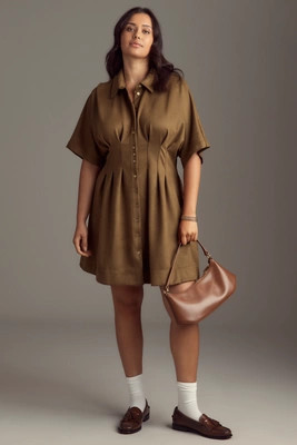 The Tobie Faux-Suede Mini Shirt Dress by Exquise | Anthropologie (US)