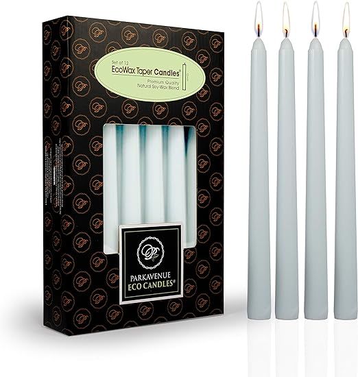 Organic Coco-Soy Candles, 12-Pack Aqua Tapered Candles-12 inch Tall Coconut Soy Wax Tapers, Long ... | Amazon (US)