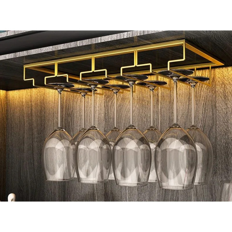 Dalal Hanging Wine Glass Rack in Gold | Wayfair North America