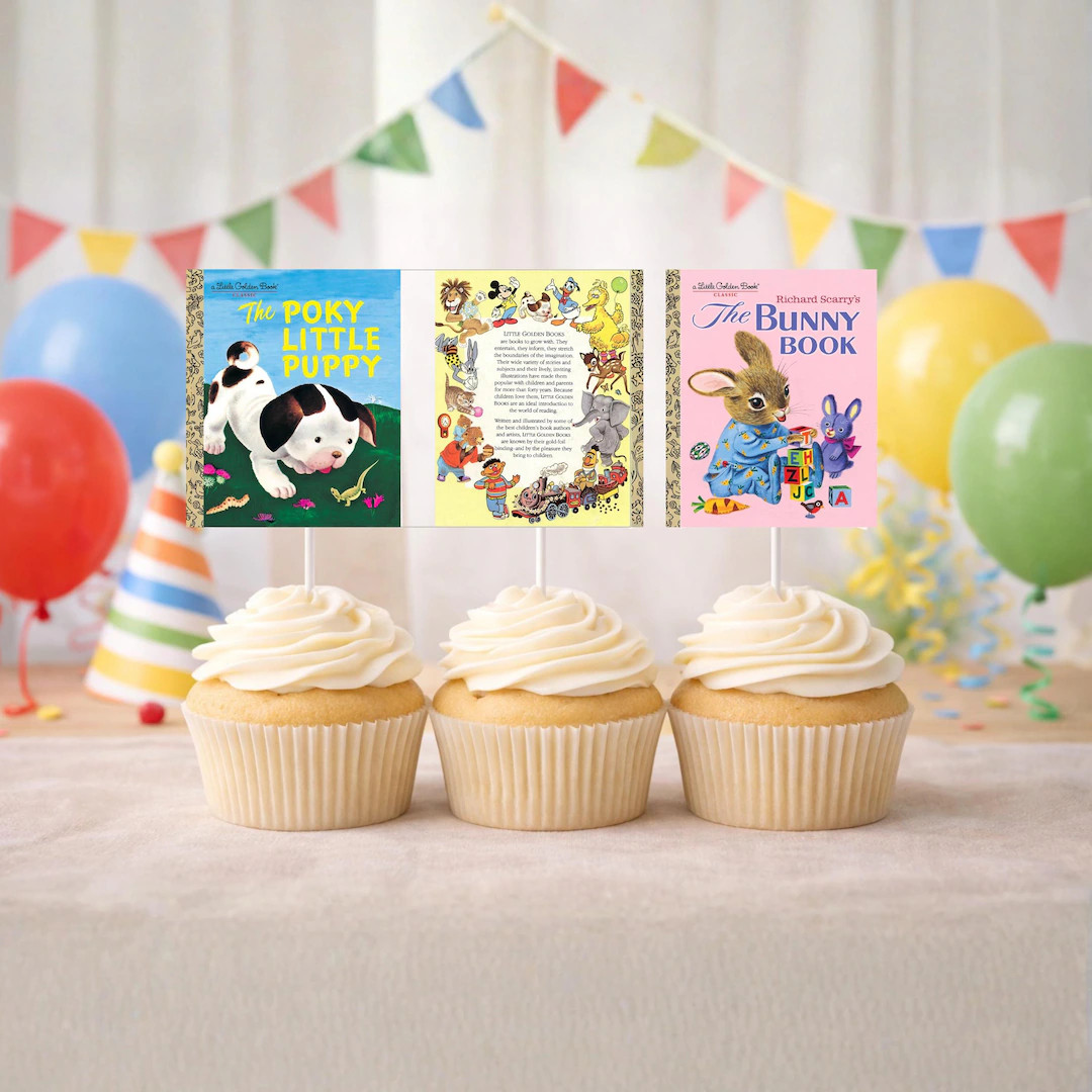 Miniature Little Golden Book Cupcake Toppers | 16 Printable Book Covers | Foldable Front & Back C... | Etsy (US)