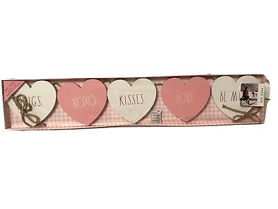 Rae Dunn Valentine’s Day Pink White Wood Hearts  36” Garland XOXO kisses | eBay US
