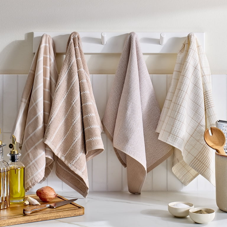 Better Homes & Gardens Kitchen Towel 4 Pack Oversized Latte Swirl Set | Walmart (US)