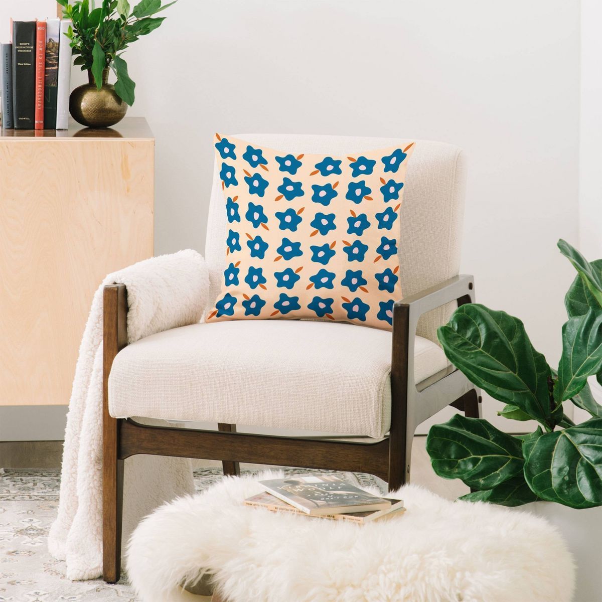Maritza Lisa Wonky Spring Flowers Square Throw Pillow Blue - Deny Designs | Target