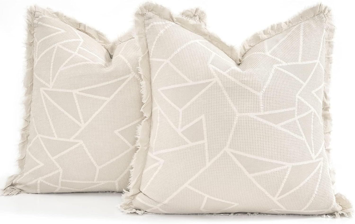 Waffle Pillow Covers 24x24 Set of 2 Throw Pillow Covers Stone Washed Geometric Triangle Pattern E... | Amazon (US)