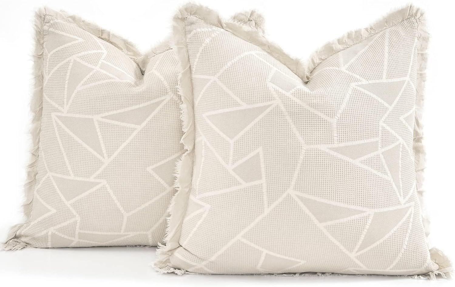 Waffle Pillow Covers 24x24 Set of 2 Throw Pillow Covers Stone Washed Geometric Triangle Pattern E... | Amazon (US)