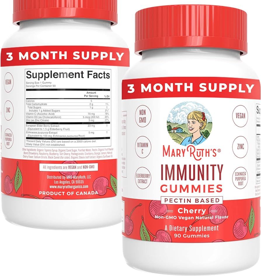 Mary Ruth's 5-1 Immunity Gummies with Elderberry for Kids & Adults | Cherry | Pectin Based | Vega... | Amazon (US)