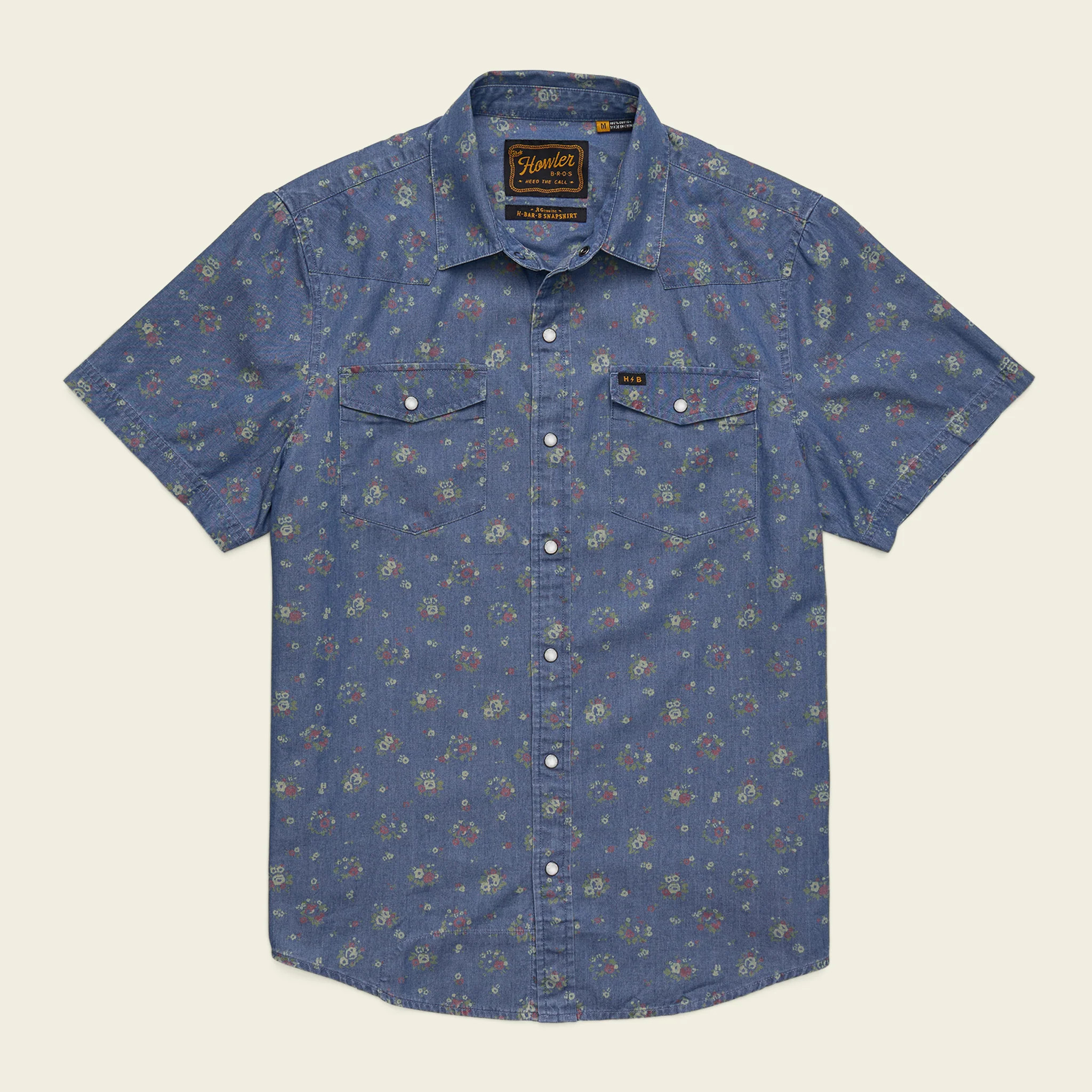 H Bar B Snapshirt - Bouquets : Washed Indigo | Howler Brothers
