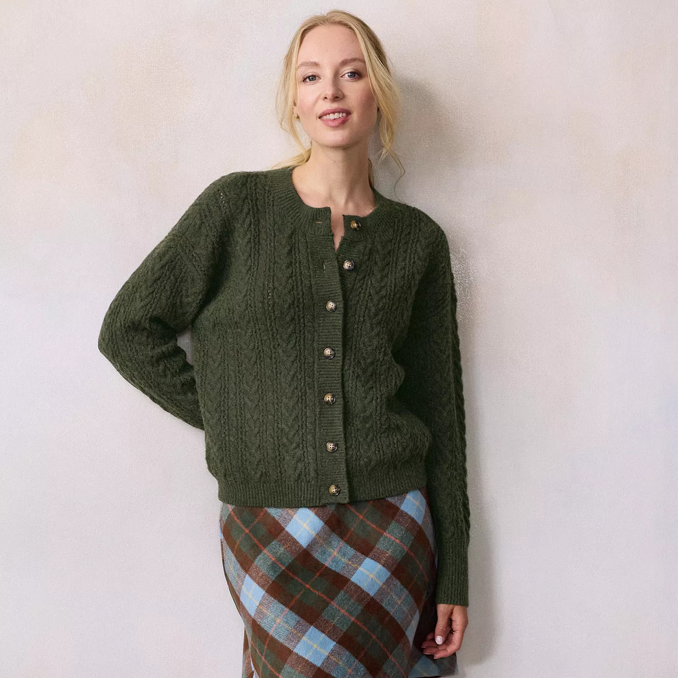Women's LC Lauren Conrad Crewneck Pointelle Cable Sweater Cardigan | Kohl's