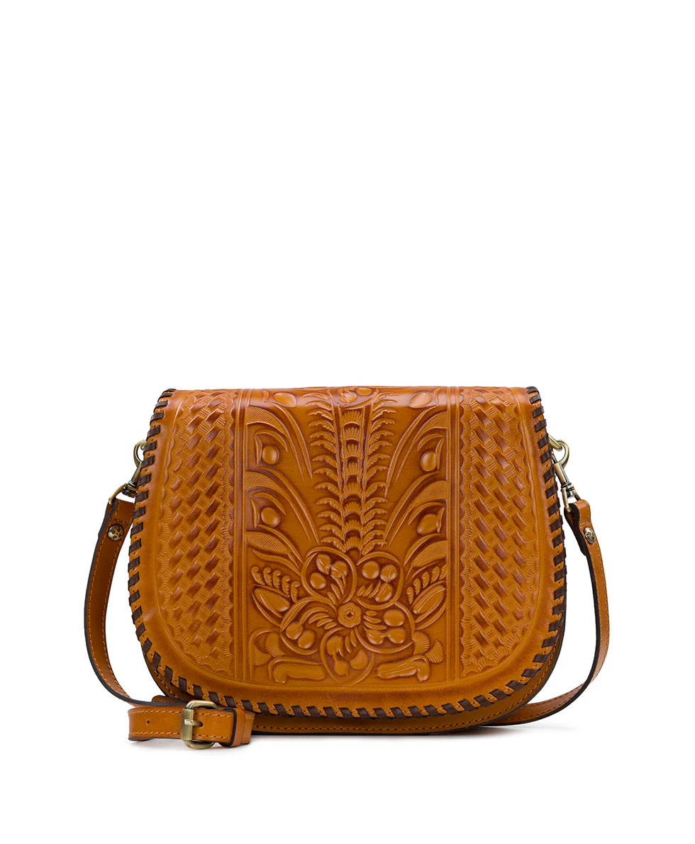 Savini Saddle Bag 
         Burnished Tooled Color | Patricia Nash Designs