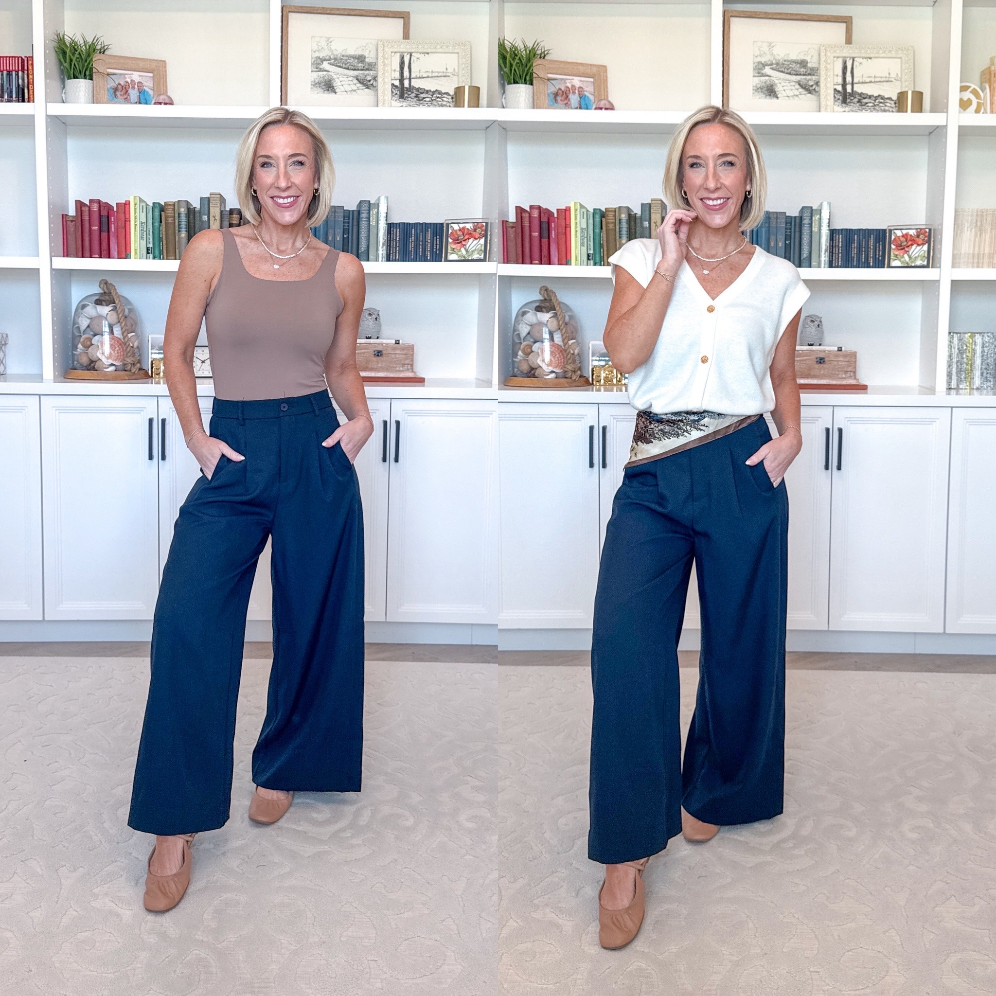 Amazon - unboxing spring sweaters.

 Linen Blend Wide Leg Trousers - size XS, petite. 6 colors. 

Wool Blend Summer Sweater Vest - size small. 6 colors. * Slingback Flats - tts. * Silk Scarf and belt linked too.

#LTKSeasonal #LTKOver40 #LTKWorkwear