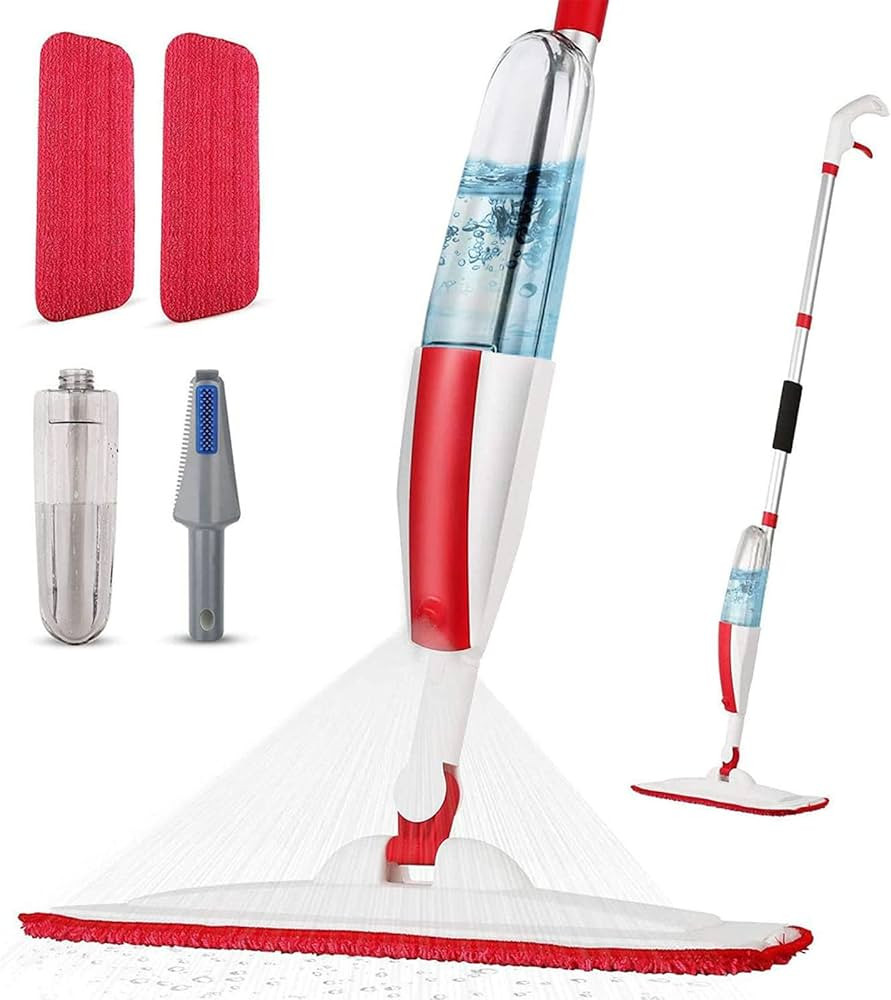 Mops for Floor Cleaning Wet Spray Mop with 14 oz Refillable Bottle and 2 Washable Microfiber Pads... | Amazon (US)