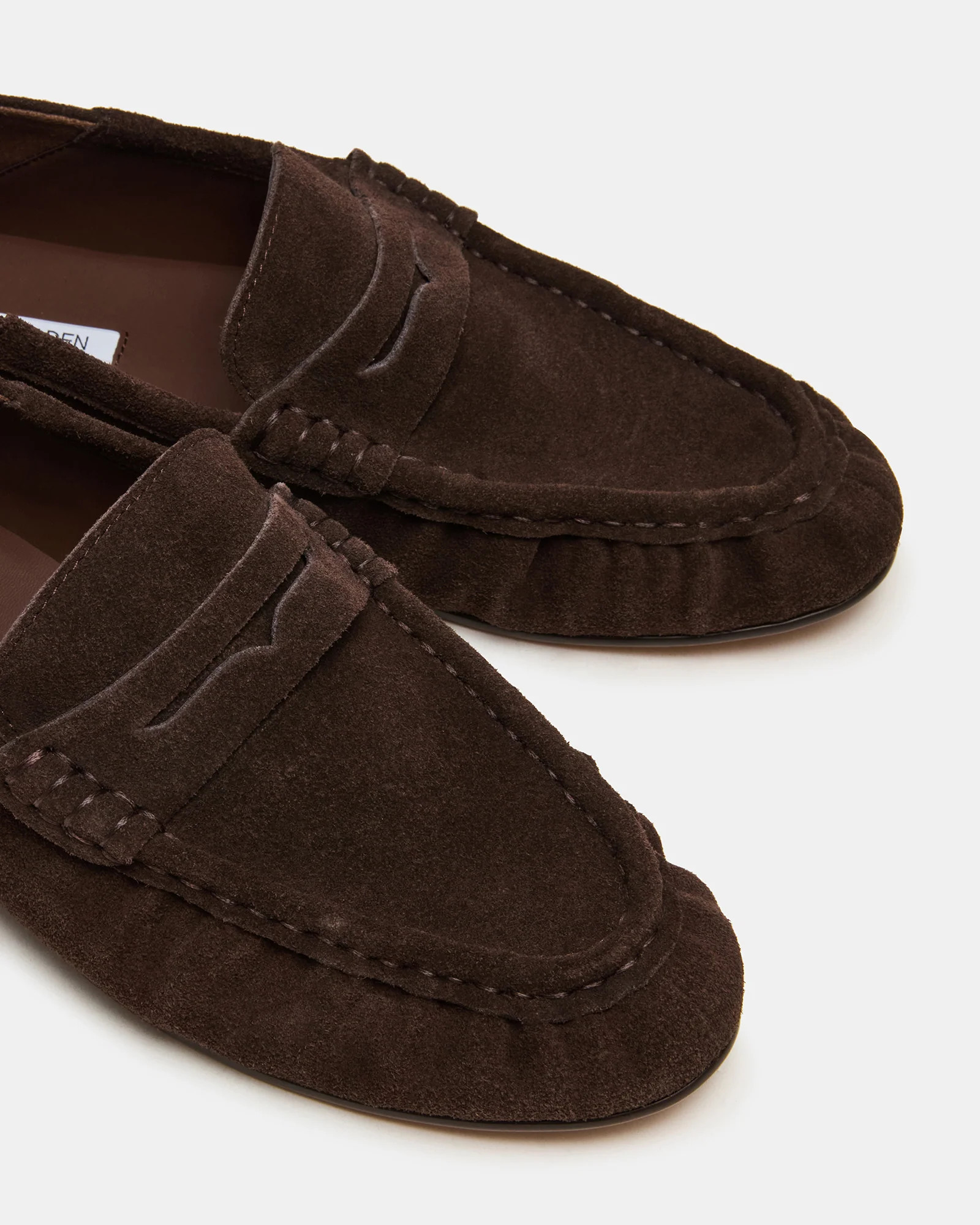 ROGER Chocolate Brown Suede Slip-On Women's Loafer | Steve Madden (US)