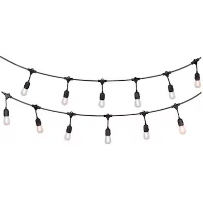 Harbor Breeze 48-ft Plug-in Black Outdoor String Light with 18 White -Light LED Edison Bulbs | Lowe's