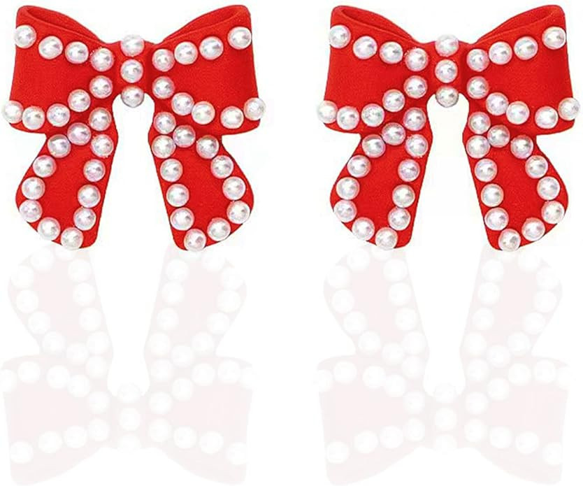 la luen Bow Stud Earrings For Women Girls Simple Cute Bow Ribbon Earring Acrylic Piercing Stud Ea... | Amazon (US)
