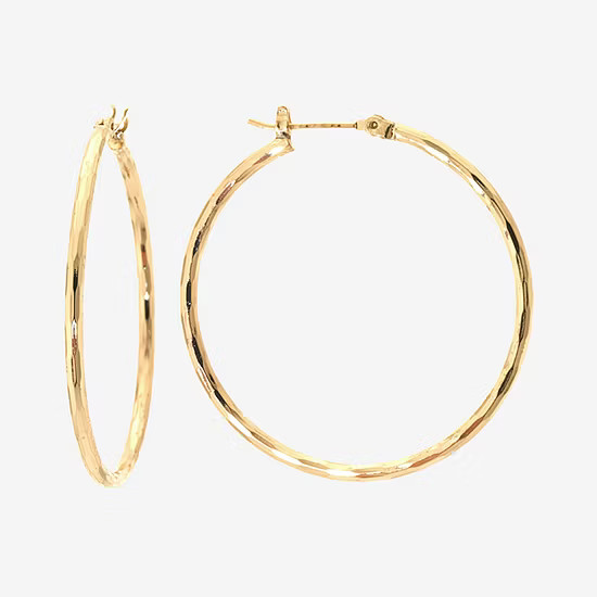 Silver Reflections 24K Gold Over Brass 40MM Diamond Cut  Hoop Earrings | JCPenney