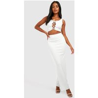Womens Ribbed Column Maxi Skirt - White - 12 | boohoo (US & Canada)