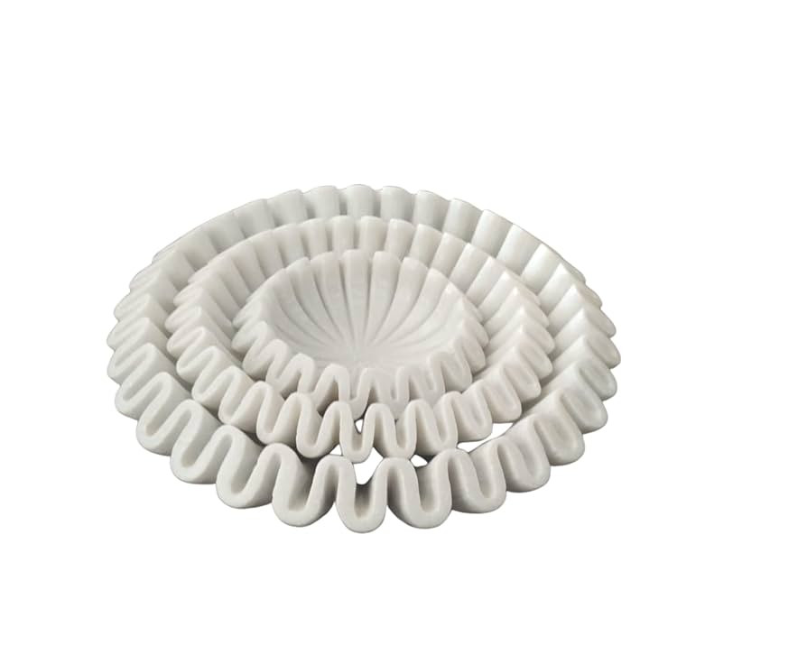 Marble Ruffle Bowl, Set Of 3 6/9/12 Decorative Marble Scallop Bowl Flower Bowl Fruit Bowl Ruffled... | Amazon (US)