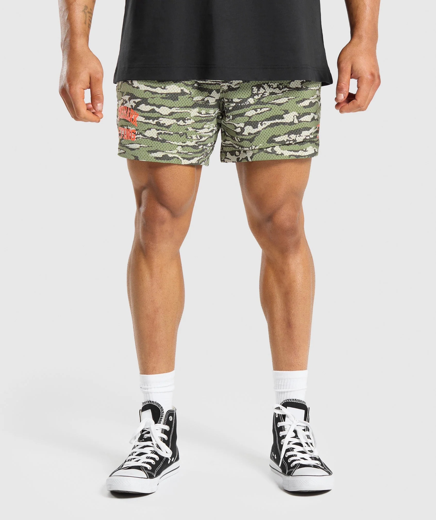 Gymshark Printed Lifting Mesh 5" Shorts - Natural Sage Green | Gymshark US
