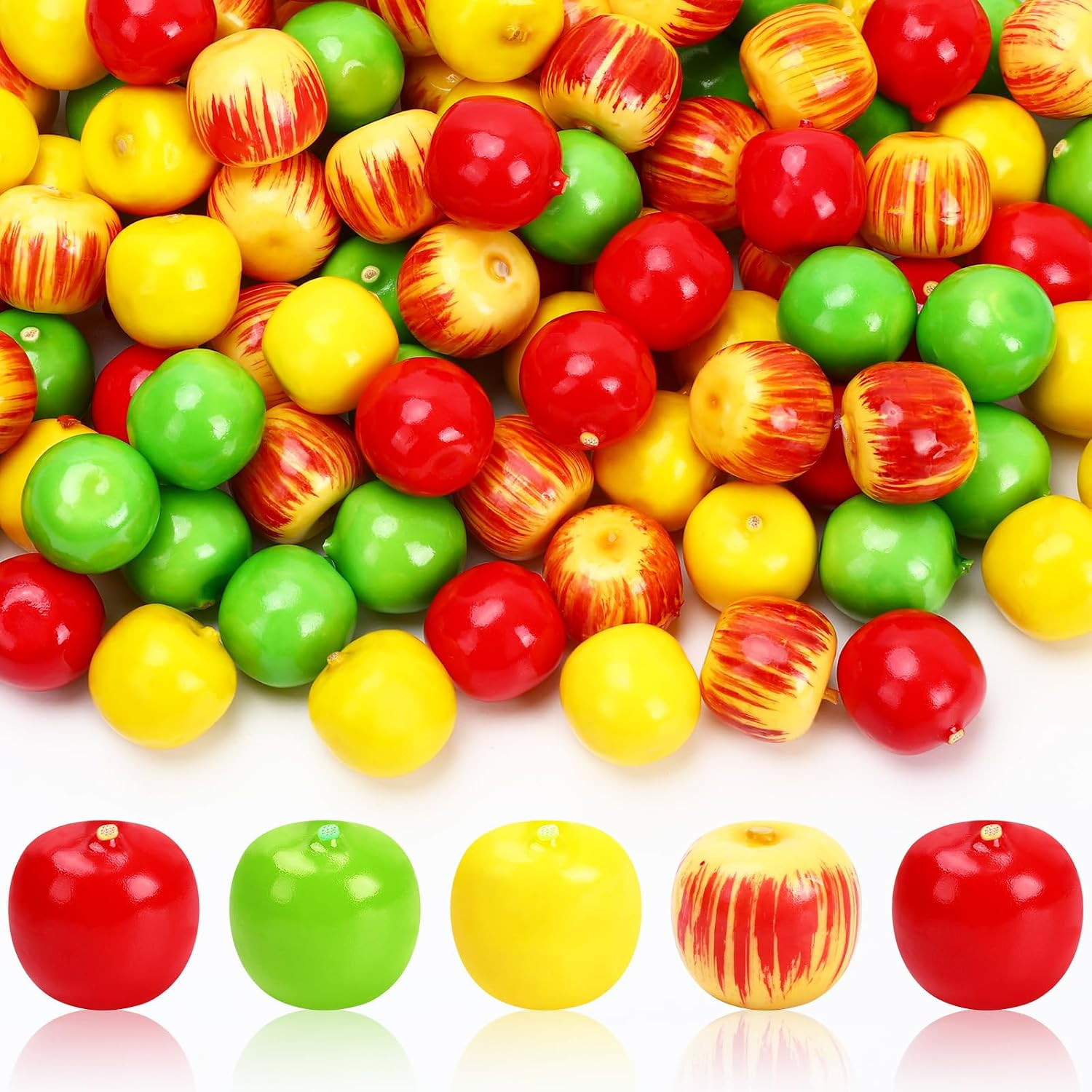 JUNEBRUSHS 120 Pcs Artificial Mini Foam Apples, Red Green Yellow Apples | Amazon (US)