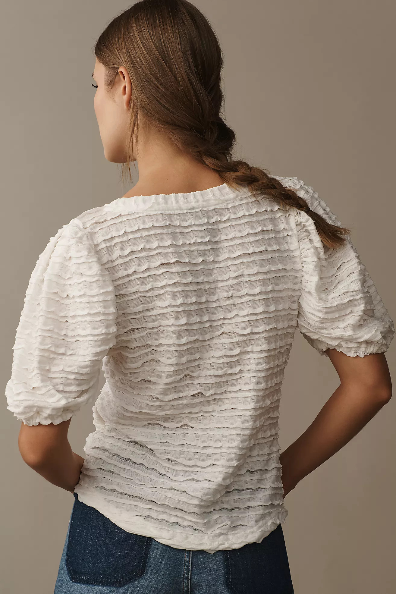 By Anthropologie Textured Ruffled Top | Anthropologie (US)