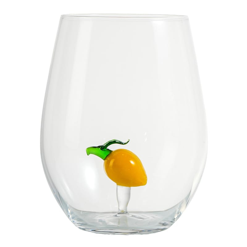 Lemon Icon Stemless Wine Glass, 18oz | At Home