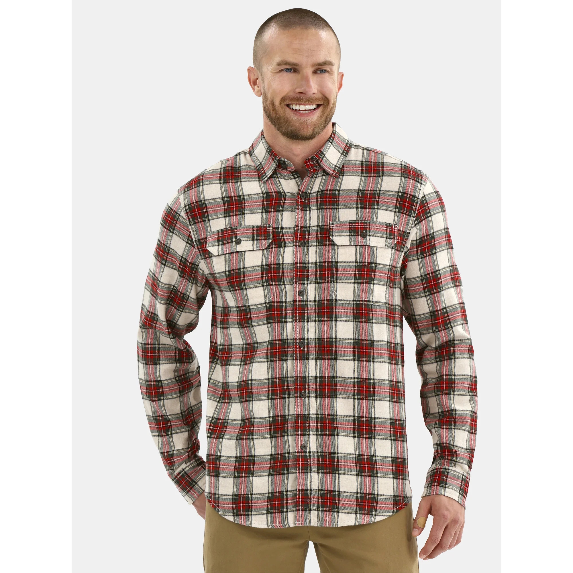 George Men's and Big Men's Double Pocket Flannel Shirt, Sizes XS-3XLT - Walmart.com | Walmart (US)