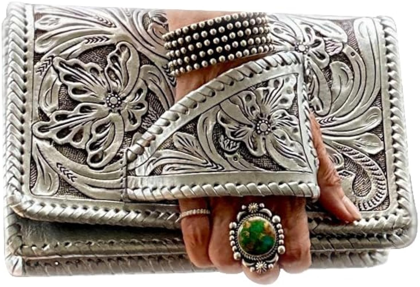 Tote Bag Silver Flower Dance Western-Style Clutch, Elegant Stylish Hand Wallet for Wedding Prom, ... | Amazon (US)