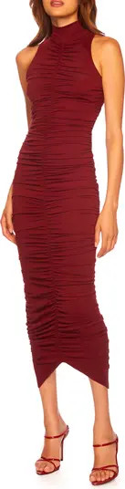 Ruched Mock Neck Midi Dress | Nordstrom