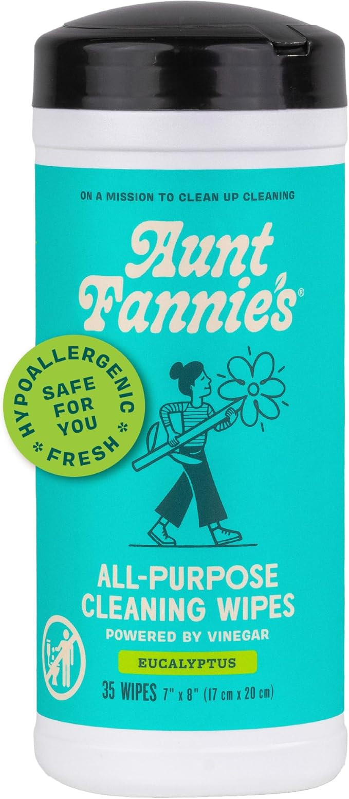 Aunt Fannie's Natural Cleaning Vinegar Wipes, Multipurpose Surface Cleaner, Eucalyptus Scent, 35 ... | Amazon (US)
