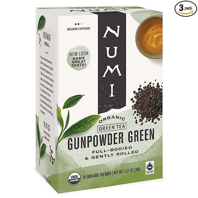 Numi Organic Tea Gunpowder Green, 18 Count Box of Tea Bags (Pack of 3) (Packaging May Vary) | Amazon (US)