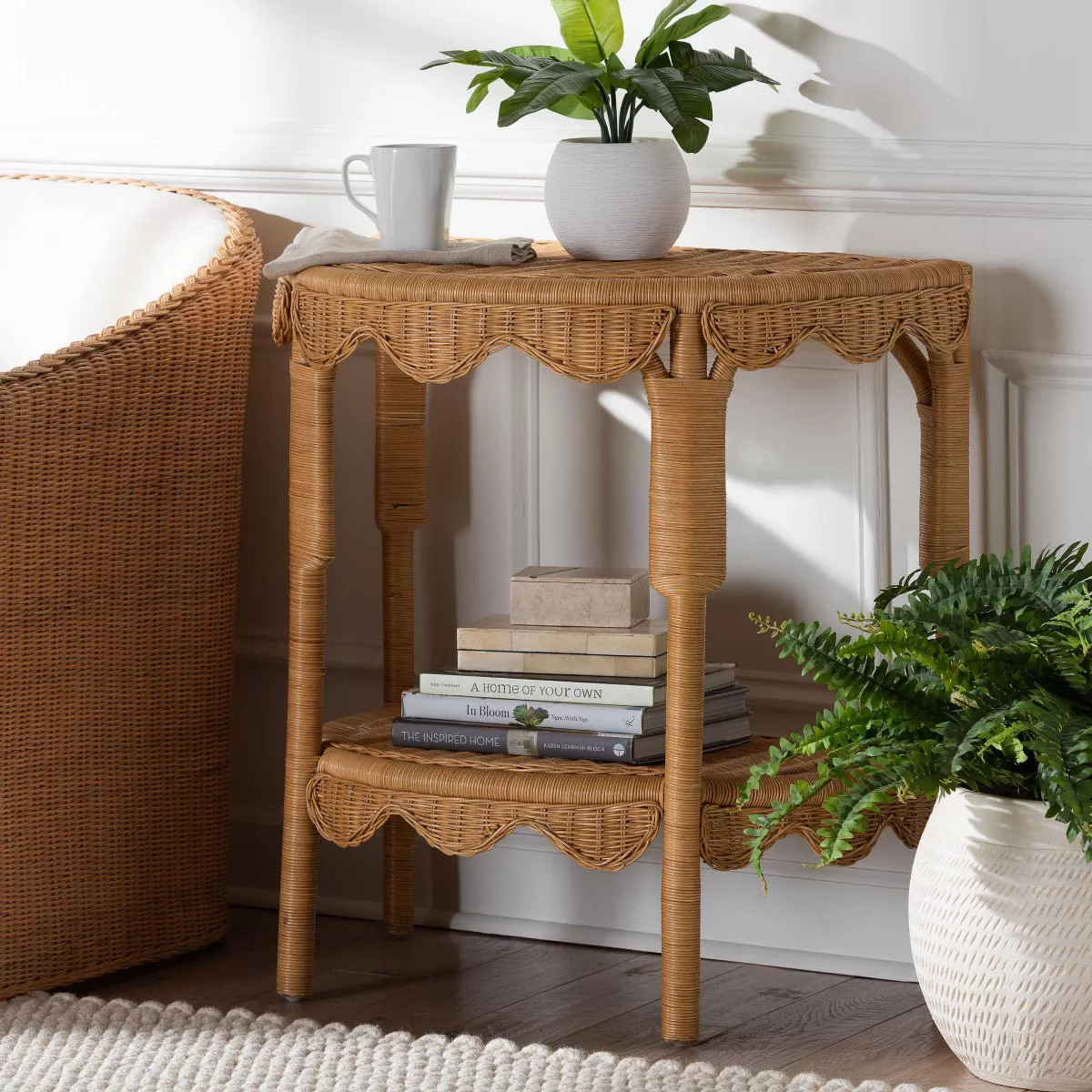 bali & pari Paisley Coastal Scallop Rattan Console Table Light Honey | Target