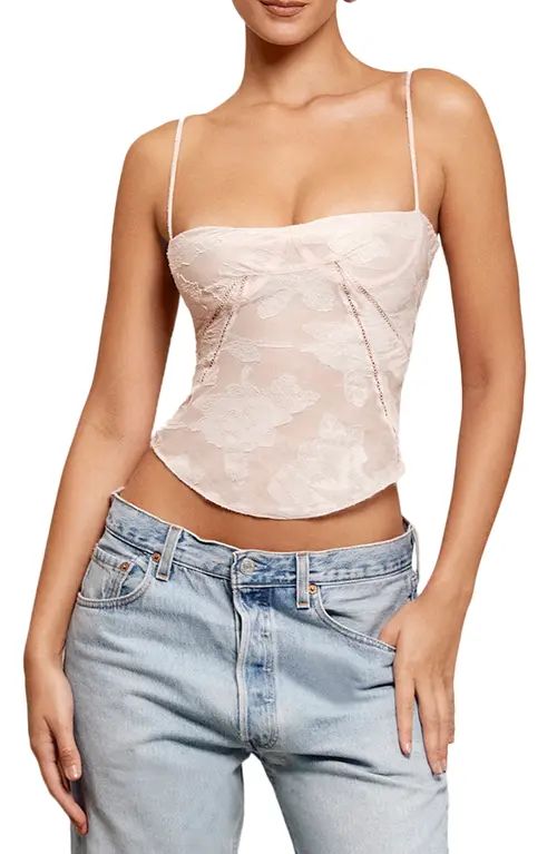 HOUSE OF CB Lisette Floral Lace Corset Camisole in Pink at Nordstrom, Size Large D | Nordstrom