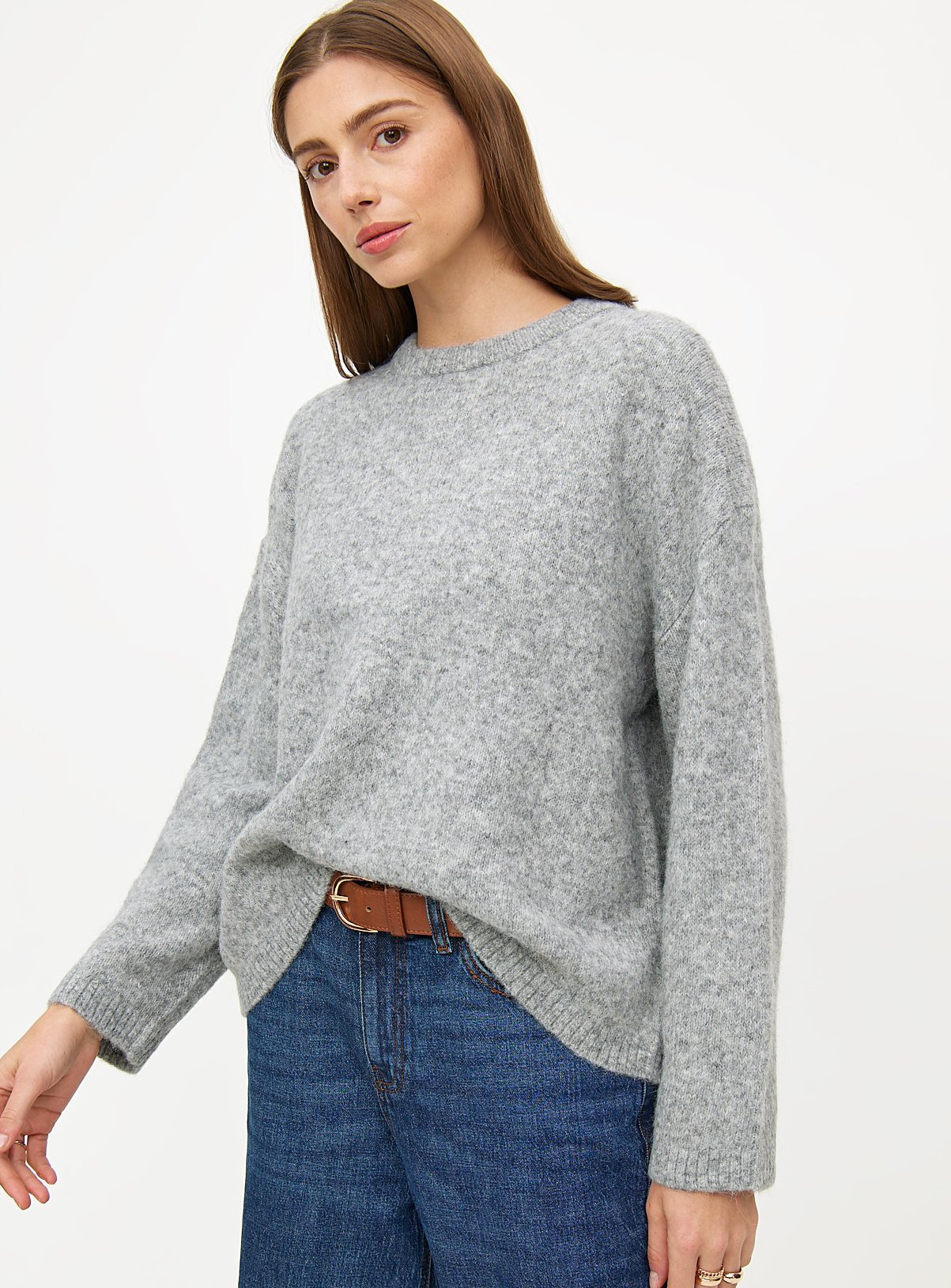 Grey Relaxed Crew Neck Jumper | Tu Clothing