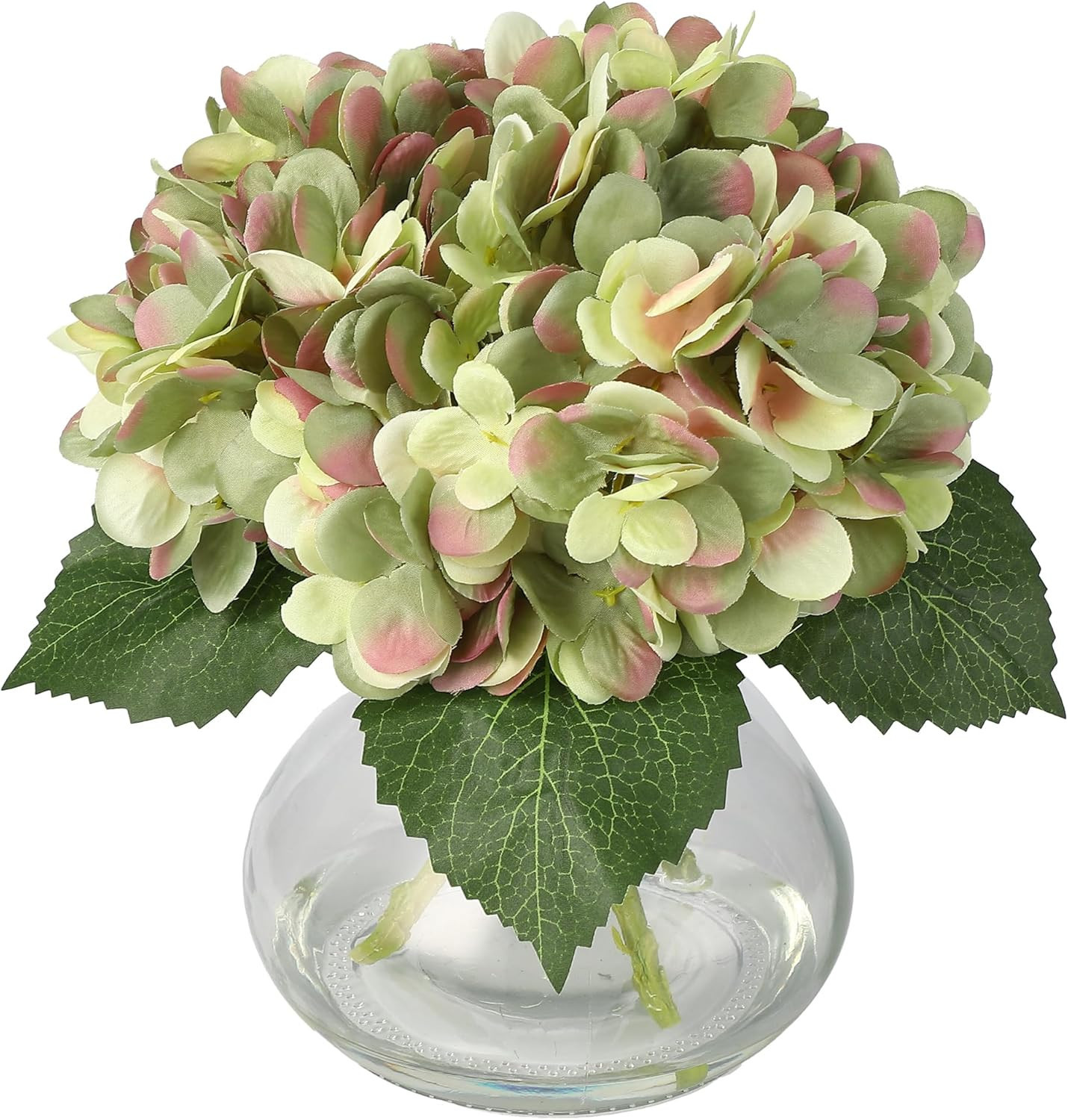 Garvee Artificial Hydrangea Flowers with Glass Vase Fake Water - Faux Hydrangea for Home Table Wedding Party Office Decor Realistic Fake Hydrangeas | Lowe's