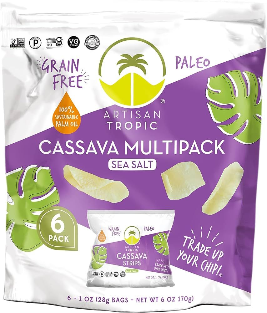 ARTISAN TROPIC Cassava Strips Sea Salt - 6 Pack, 1oz - Vegan, Paleo, Gluten Free Chips - Individu... | Amazon (US)