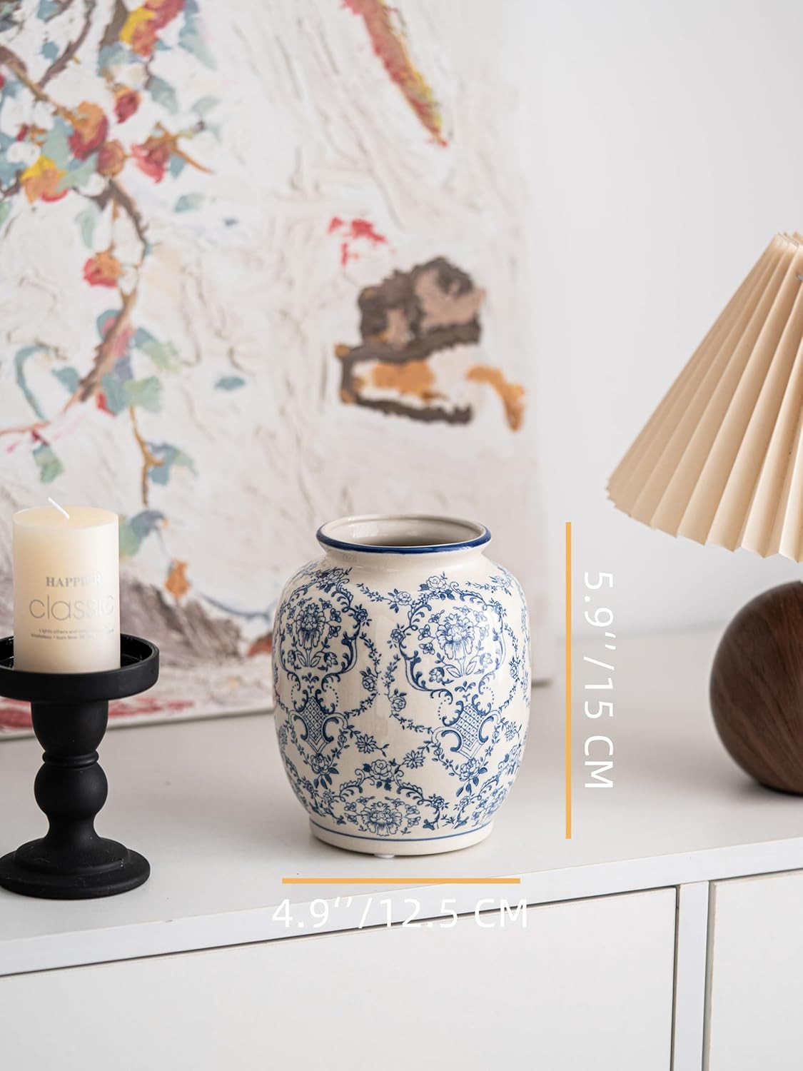 Blue and White Vase, Vintage Blue Ceramic Flower Vessel,Ceramic vases for Home Decor,Vintage Vase... | Amazon (US)