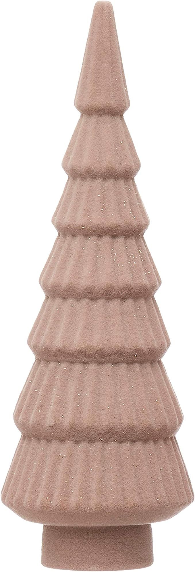 Creative Co-Op 2-1/2" Round x 8" H Flocked Resin Tree, Pink Figures and Figurines, Multi | Amazon (US)