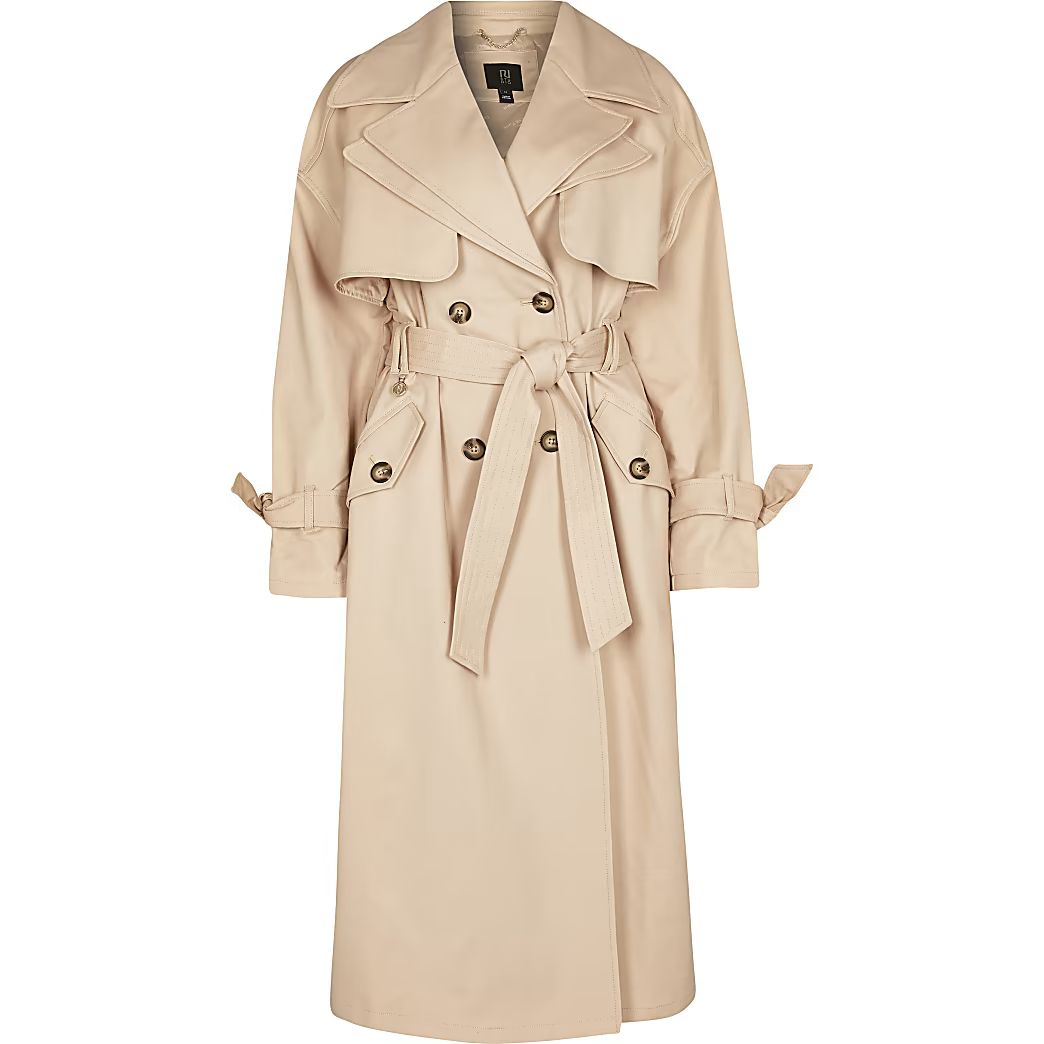 Beige RI Studio longline trench coat | River Island (UK & IE)