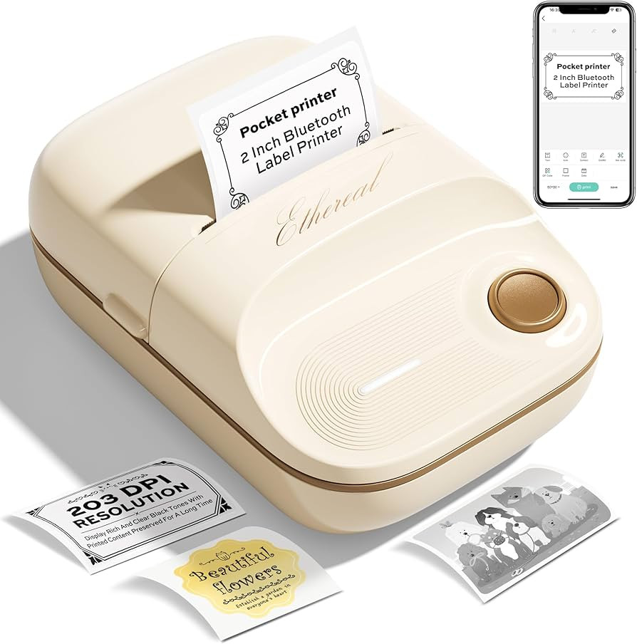 2 Inch Bluetooth Thermal Label Maker Machine - Inkless Portable Label Printer w/ App | 50x30mm Ad... | Amazon (US)