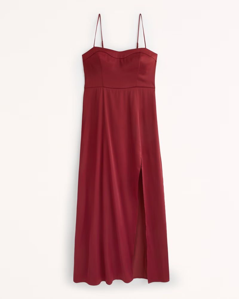 Satin High-Slit Maxi Dress | Abercrombie & Fitch (US)