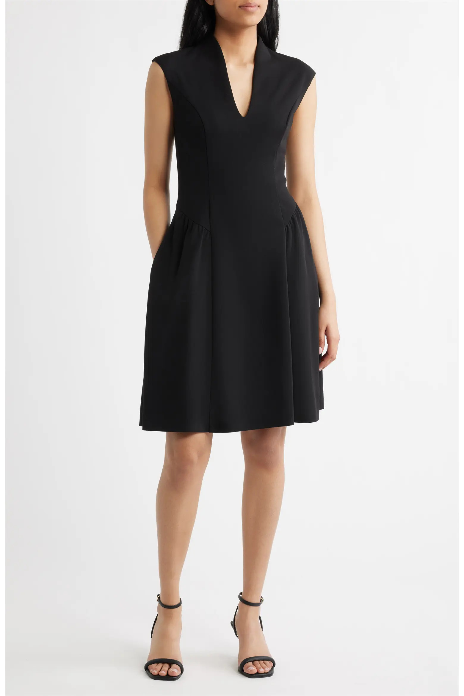 Vince Camuto Scuba Crepe V-Neck Fit & Flare Dress (Women) | Nordstrom | Nordstrom