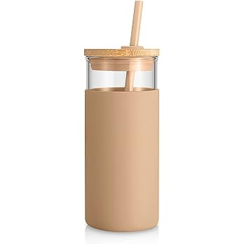 tronco 20 oz Glass Tumbler Glass Water Bottle Straw Silicone Protective Sleeve Bamboo Lid - BPA F... | Amazon (US)