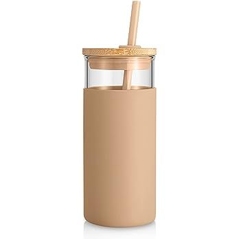 tronco 20 oz Glass Tumbler Glass Water Bottle Straw Silicone Protective Sleeve Bamboo Lid - BPA F... | Amazon (US)