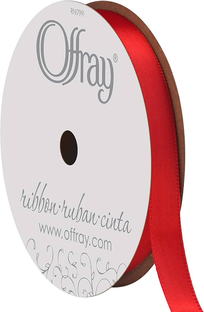 Berwick 062036 3/8" Wide Single Face Satin Ribbon, Red, 6 Yds | Amazon (US)